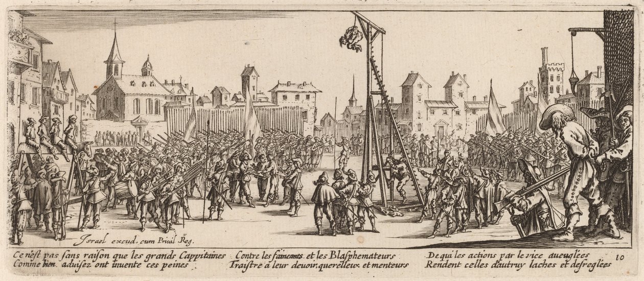 De Strappado door Gerrit van Schagen after Jacques Callot