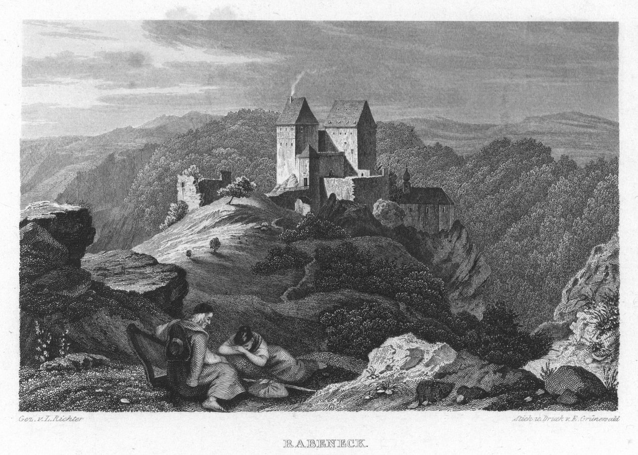 Burg Rabeneck in Album der fränkischen Schweiz. Neun Stahlstiche. 1840 door Gez. v. Adrian Ludwig Richter