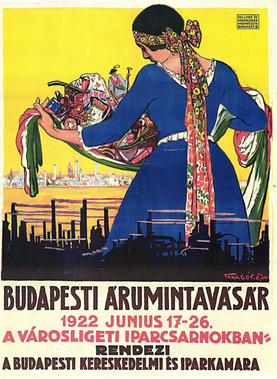 Poster van de Budapesti Árumintavásár door Geza Farago