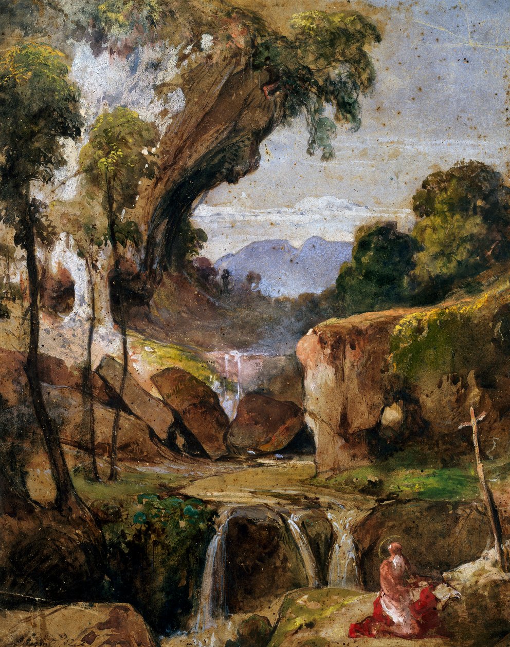 Landschap met St. Hiëronymus door Giacinto Gigante