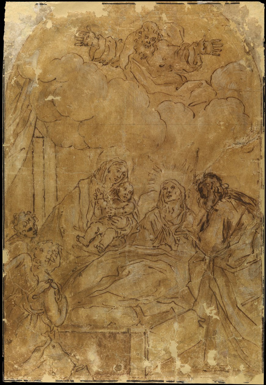 Dood van Sint Anna door Giacomo Cavedone
