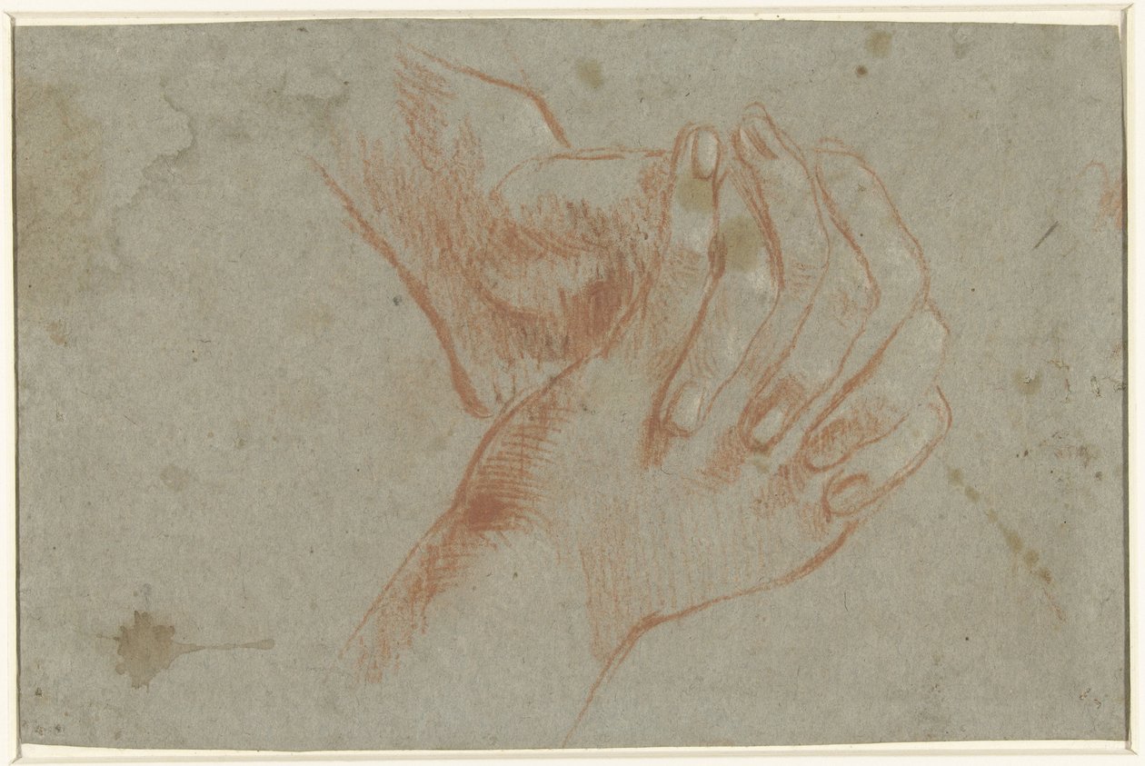 Twee gevouwen handen door Giacomo Cavedone (attributed to)