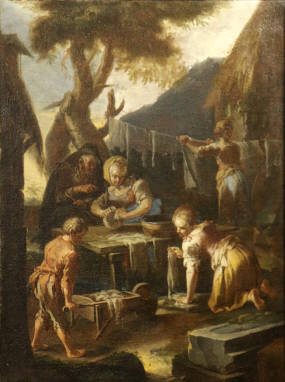 Frans:  Les Lavandières wasvrouwen door Giacomo Francesco Cipper