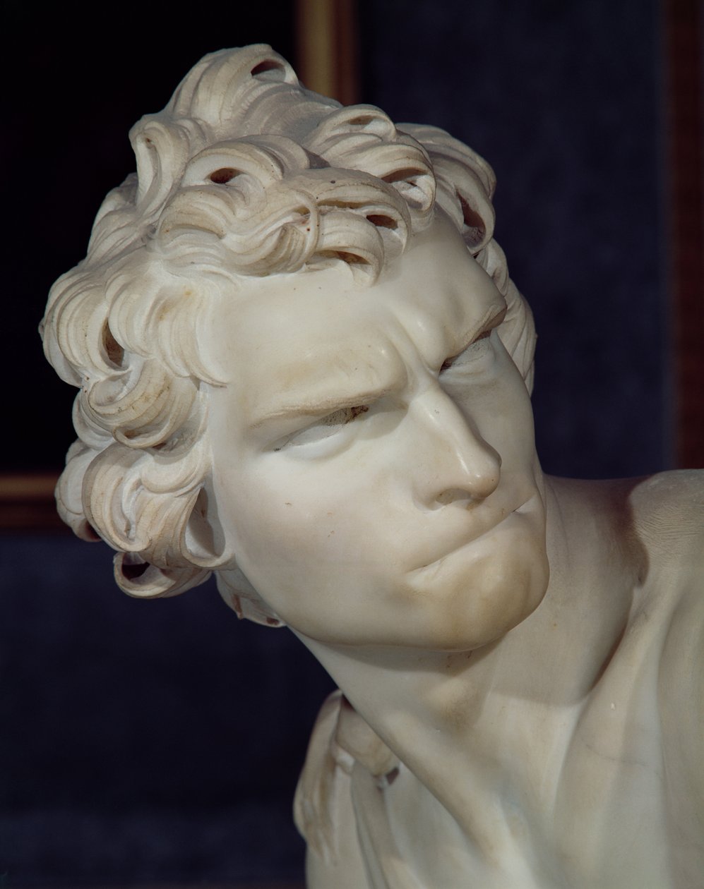 David, detail van het hoofd door Gian Lorenzo Bernini