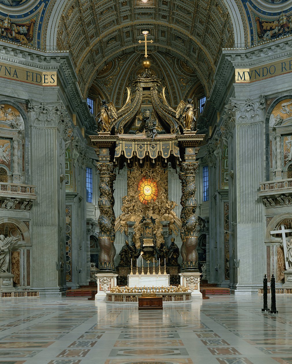 Het Baldakijn, het hoogaltaar en de stoel van St. Peter door Gian Lorenzo Bernini