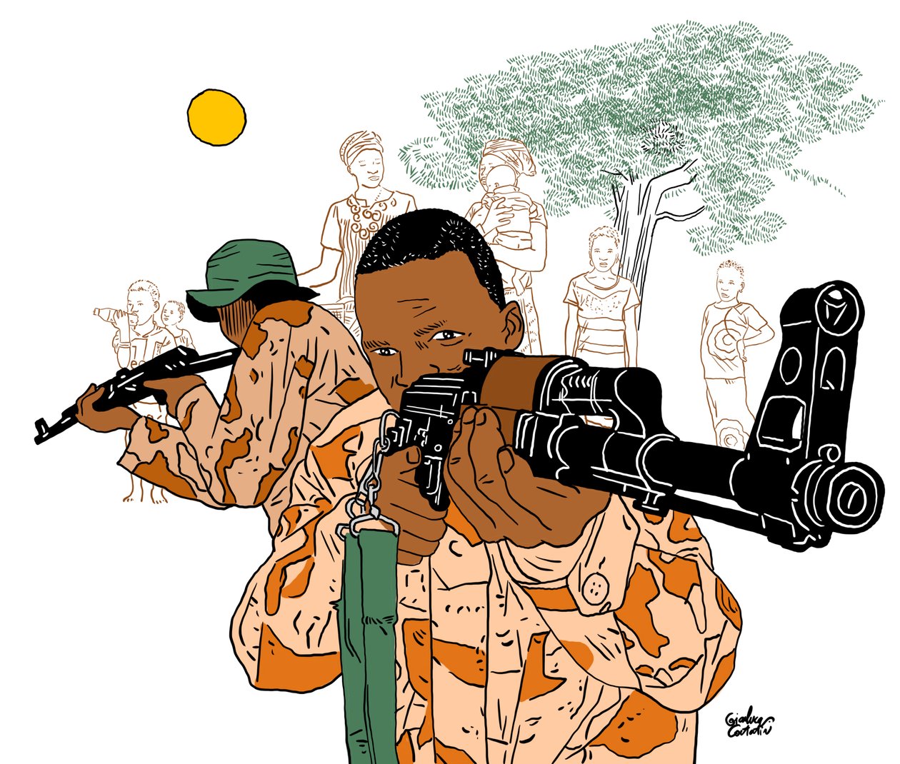 Militair Afrika, 2022 (digitaal) door Gianluca Costantini