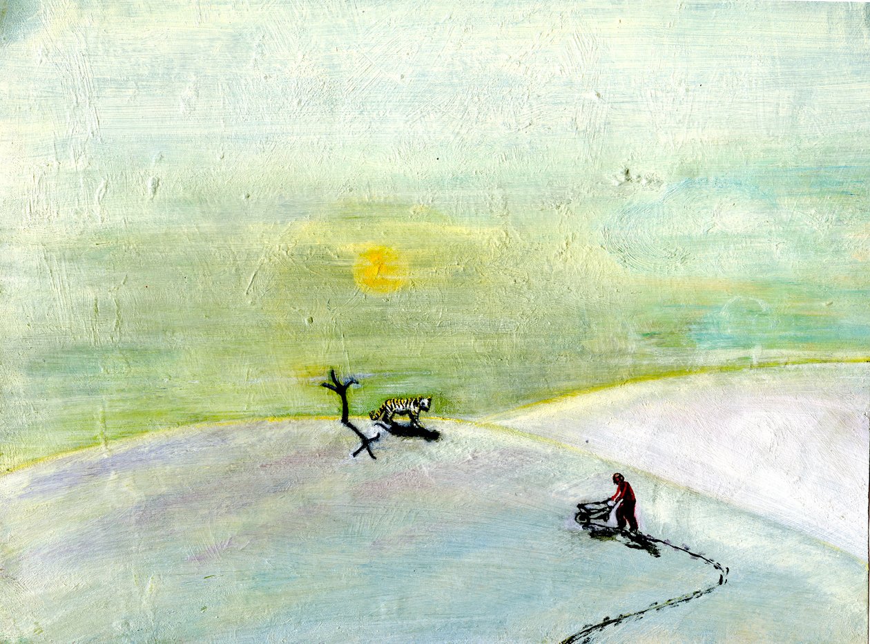 Mijn kruiwagen en de sneeuwtijger, 2004 door Gigi Sudbury