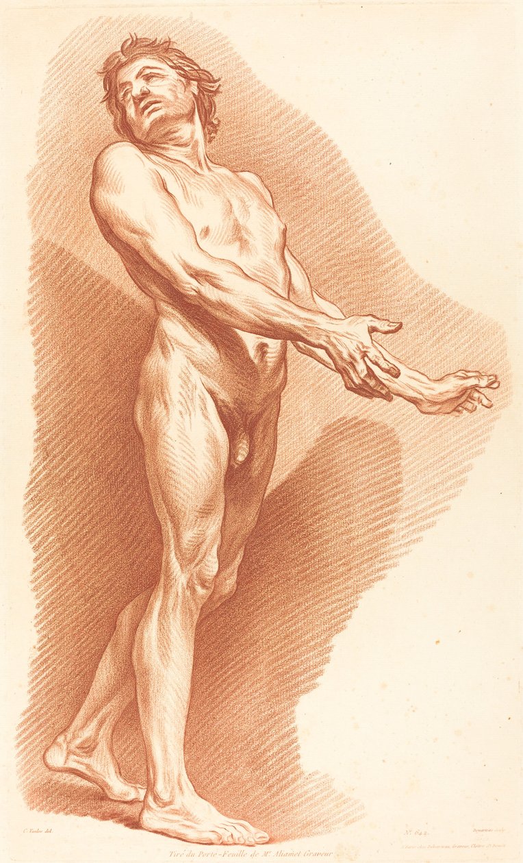 Academie (642) door Gilles Antoine Demarteau after Carle Van Loo