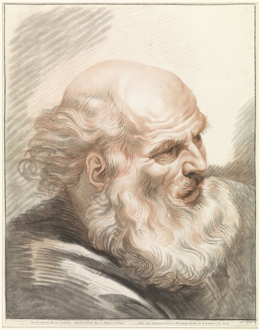 Hoofd van oude man met baard door Gilles Demarteau