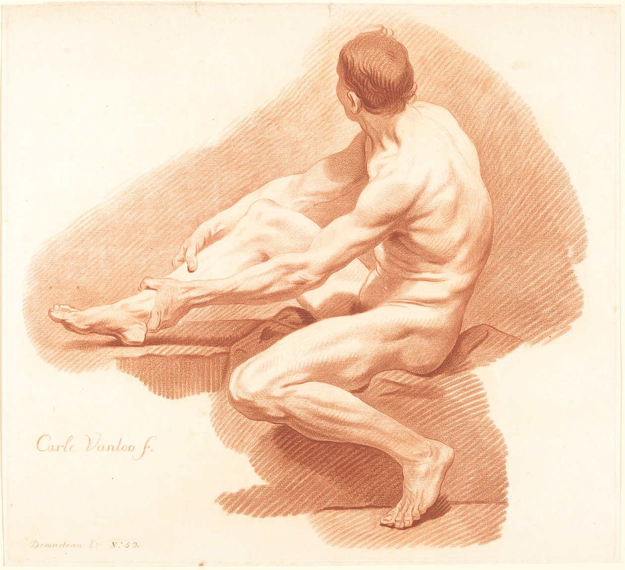 Academie door Gilles Demarteau, the Elder after Carle Van Loo