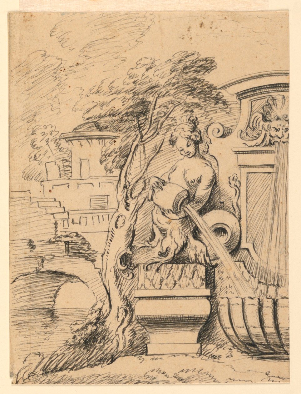 Ontwerp voor een fontein door Gilles Marie Oppenord