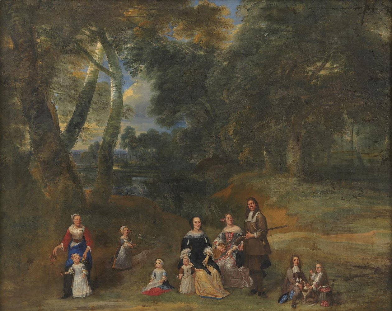 Familiegroep in een Landschap door Gillis van Tilborgh