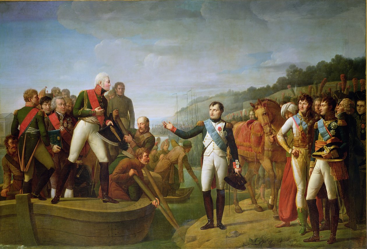 Afscheid van Napoleon I (1769-1821) en Alexander I (1777-1825) na de Vrede van Tilsit, 9 juli 1807 door Gioacchino Giuseppe Serangeli