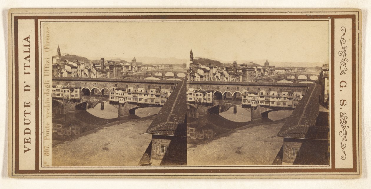 Oude brug vanaf de Uffizi, (Florence) door Giorgio Sommer