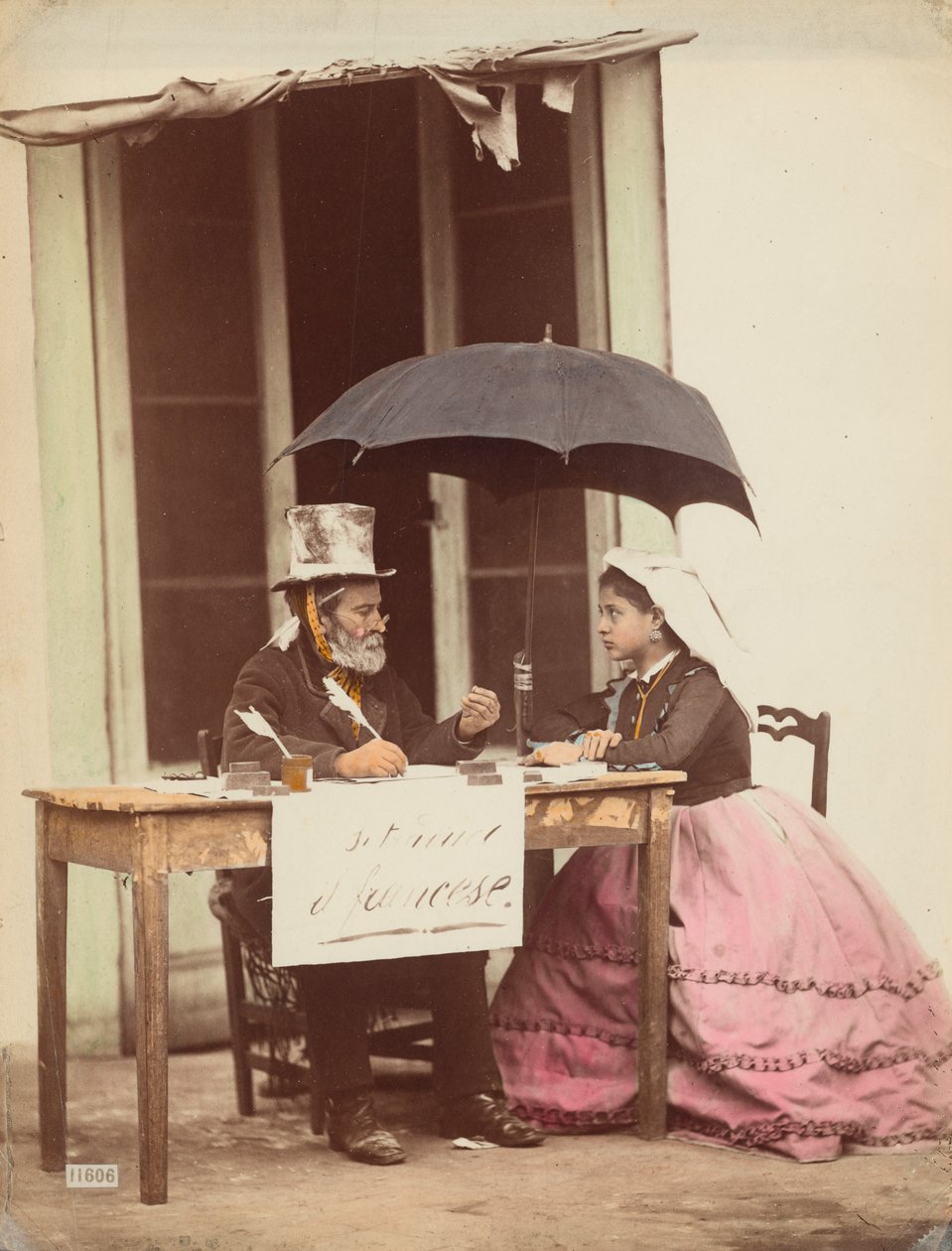 Openbare schrijver, Napels,1865-1870 (foto) door Giorgio Sommer