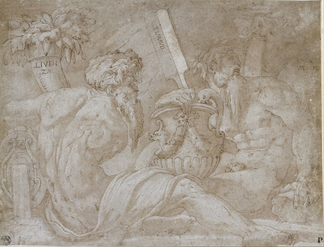 Drie riviergoden door Giorgio Vasari