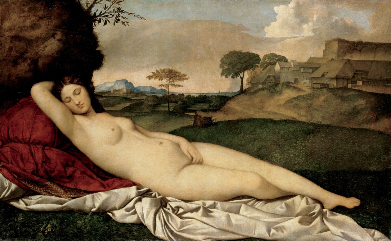 Venus slaapt door Giorgione da Castelfranco