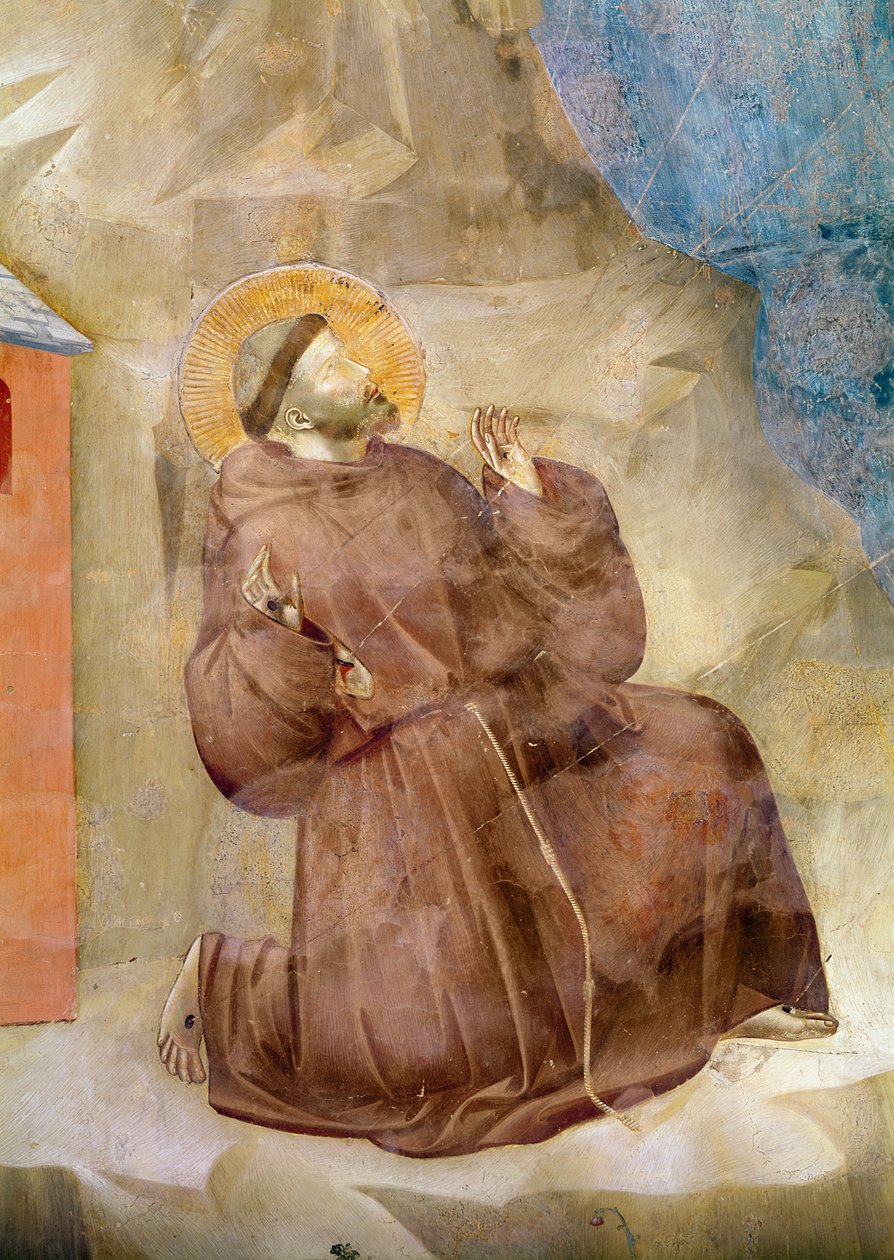 Sint Franciscus ontvangt de Stigmata, detail van Sint Franciscus, c.1297-99 (detail) door Giotto di Bondone
