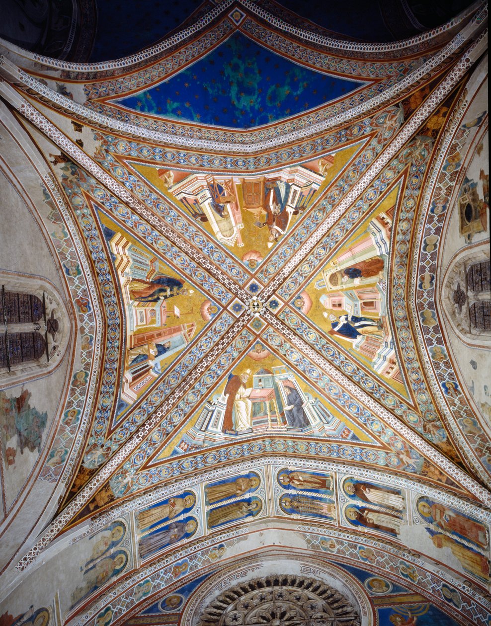 Gewelf van de Vier Kerkvaders, ca. 1297 door Giotto di Bondone