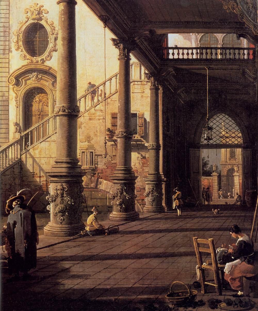 Perspectivisch uitzicht met portiek door Giovanni Antonio Canal