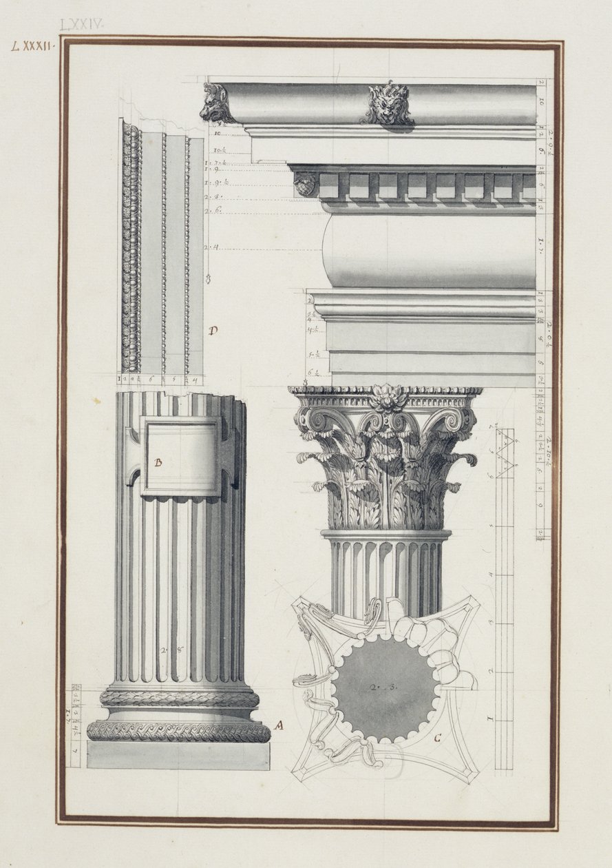 Details van een Composiete Orde, c.1750 door Giovanni Battista Borra