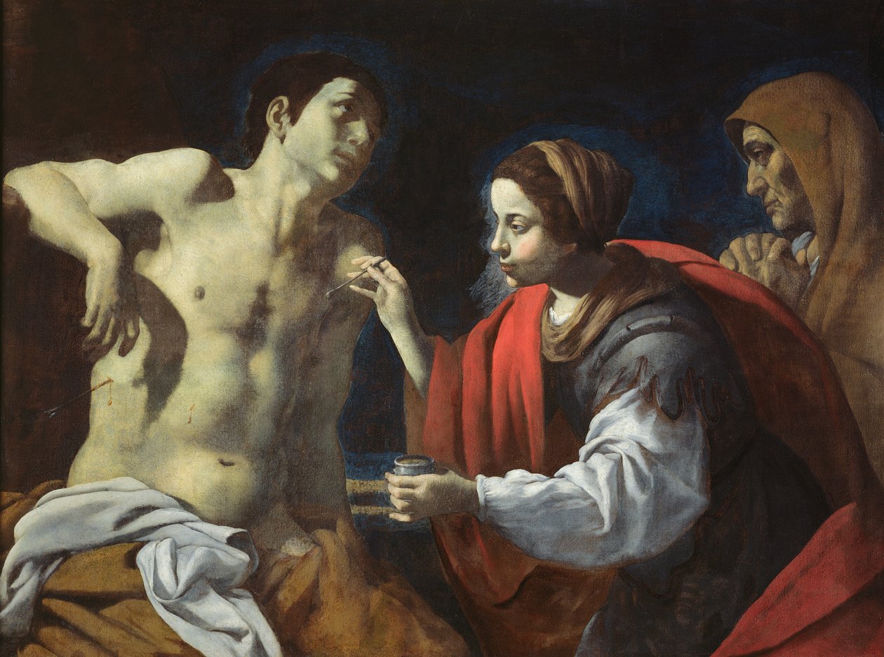 St. Sebastian verzorgd door St. Irene door Giovanni Battista Caracciolo