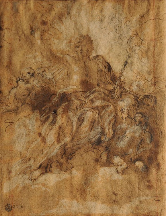 Christus in Glorie met de Engelen door Giovanni Battista Gaulli