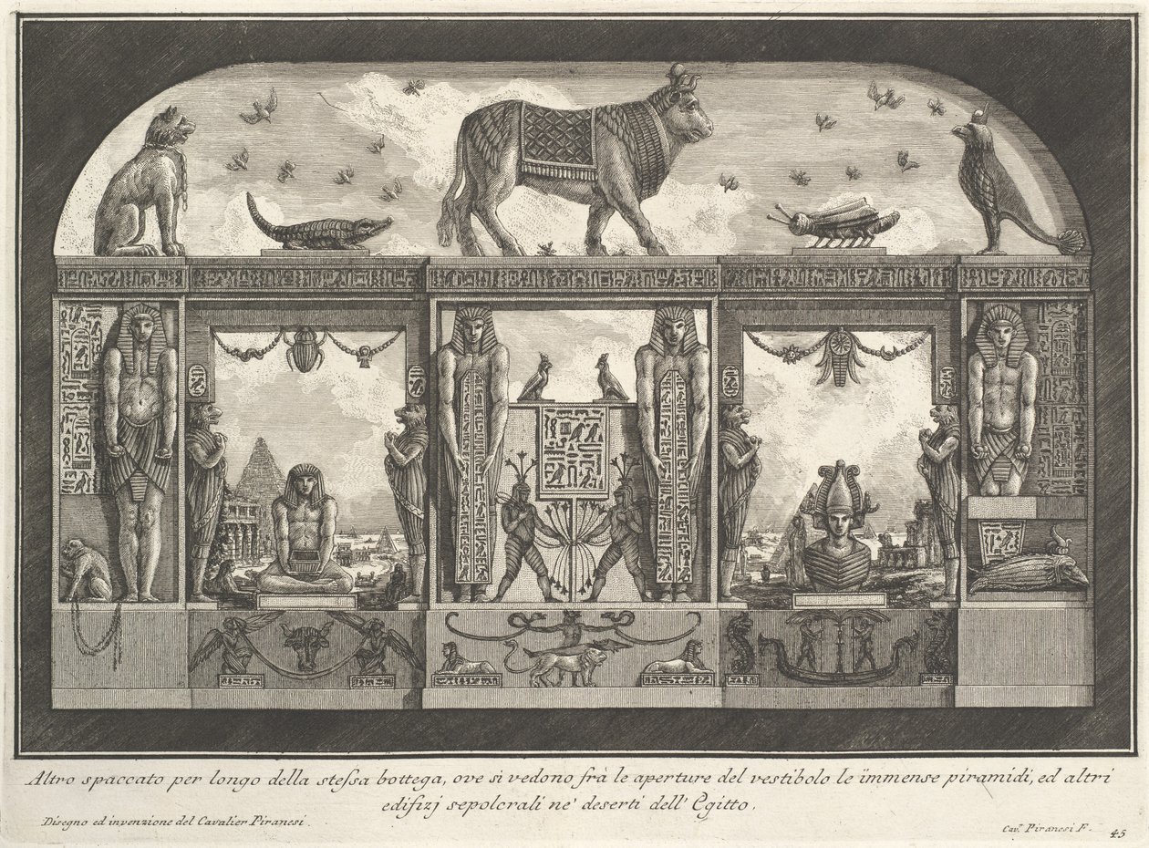 Egyptische muurschildering voor de Caffè degli Inglesi, Piazza di Spagna, Rome, 1769. Uit Diverse maniere d