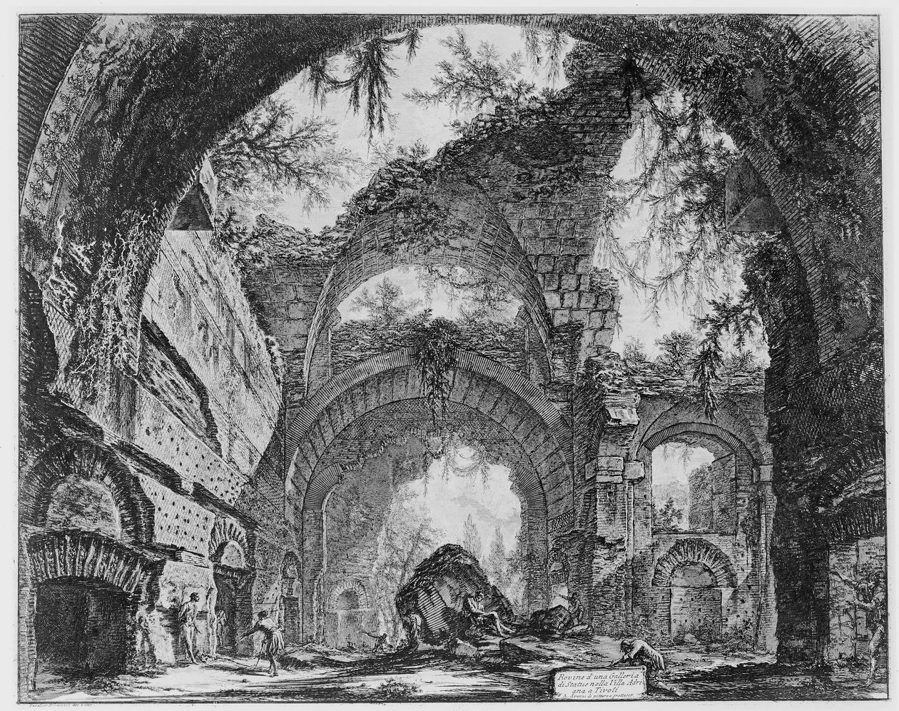 Verwoeste galerij van de Villa Adriana in Tivoli door Giovanni Battista Piranesi