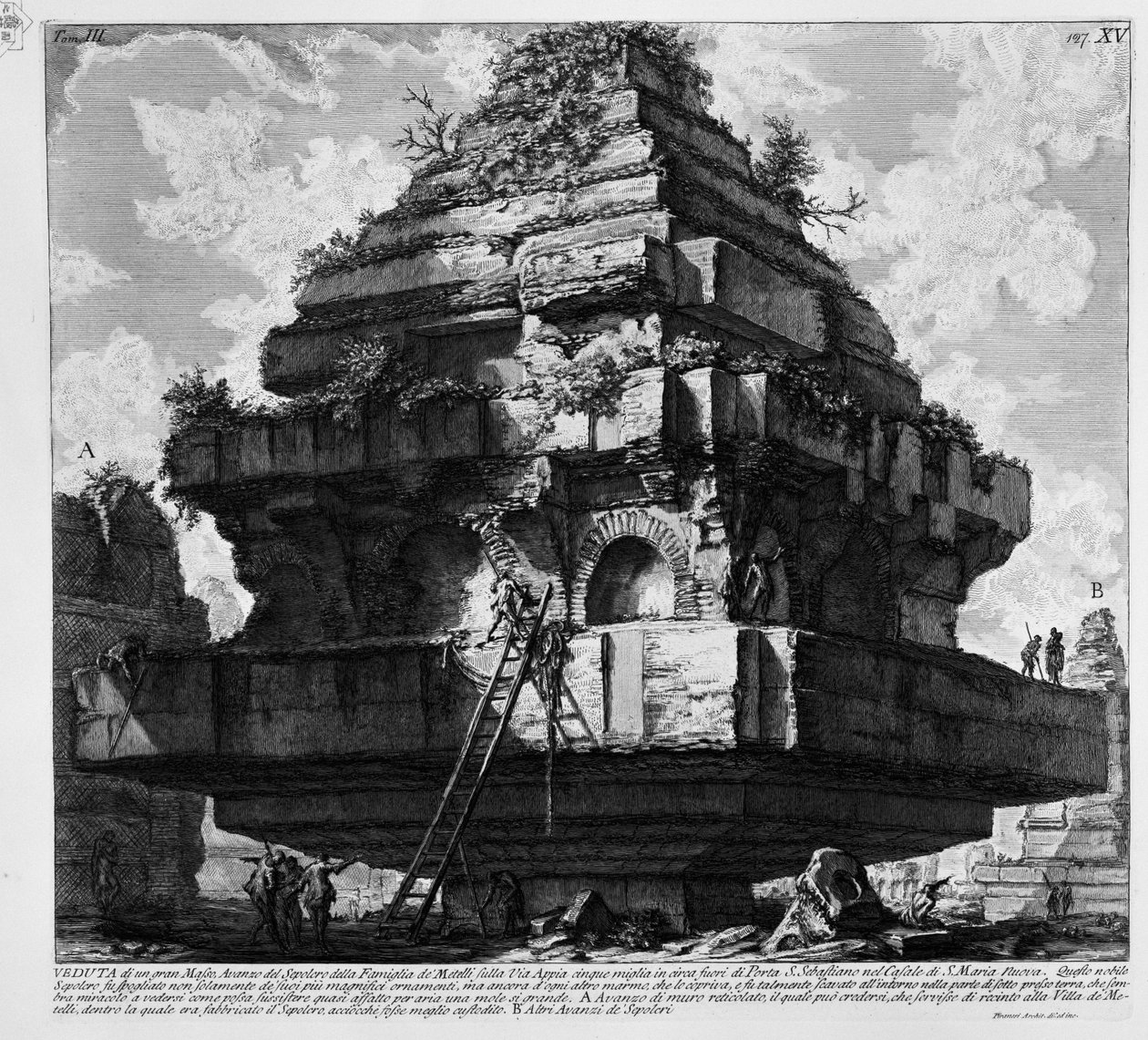 Het graf aan de Via Appia door Giovanni Battista Piranesi