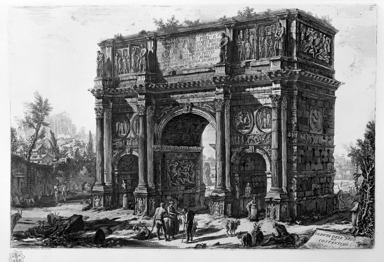 Gezicht op de Boog van Constantijn door Giovanni Battista Piranesi