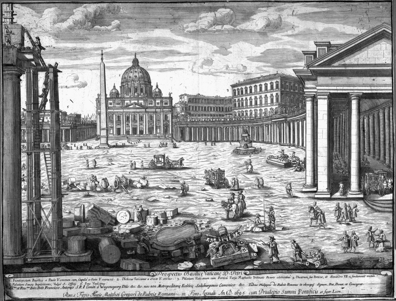 Uitzicht op de Sint-Pietersbasiliek, Rome door Giovanni Battista Piranesi