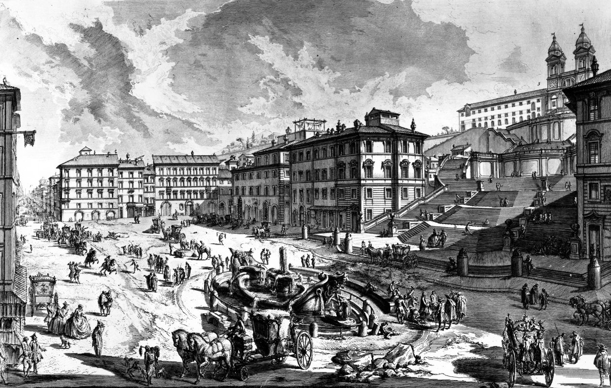 Uitzicht op de Piazza di Spagna, uit de serie 
