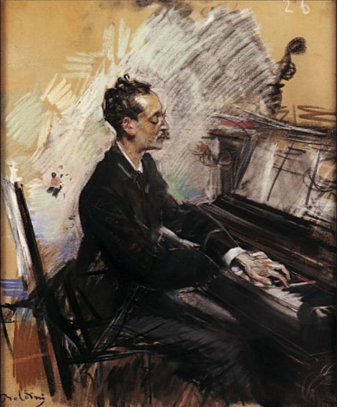 De Pianist A. Rey Colacon door Giovanni Boldini