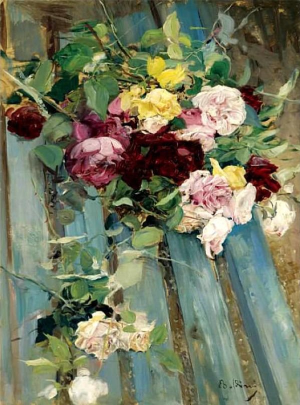 Stilleven met rozen door Giovanni Boldini