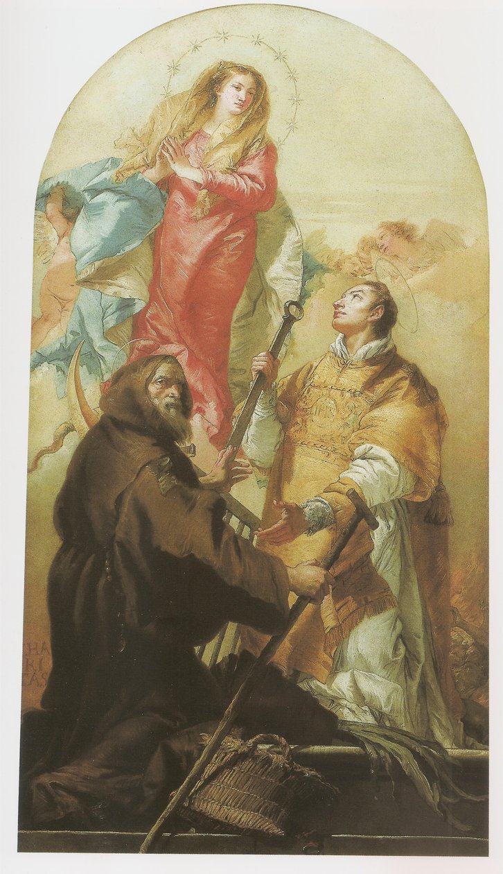 De Maagd in Glorie met San Lorenzo en San Francesco di Paola door Giovanni Domenico Tiepolo