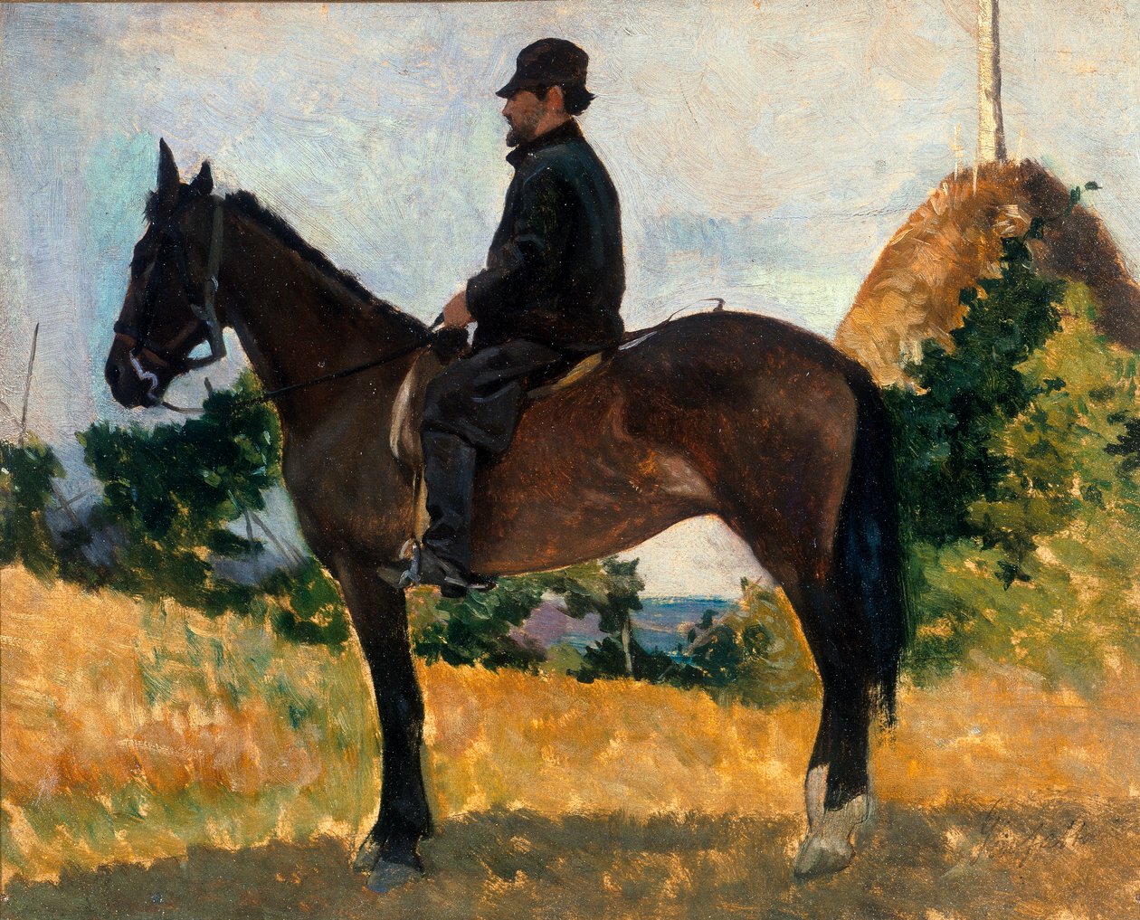 Diego Martelli te paard door Giovanni Fattori