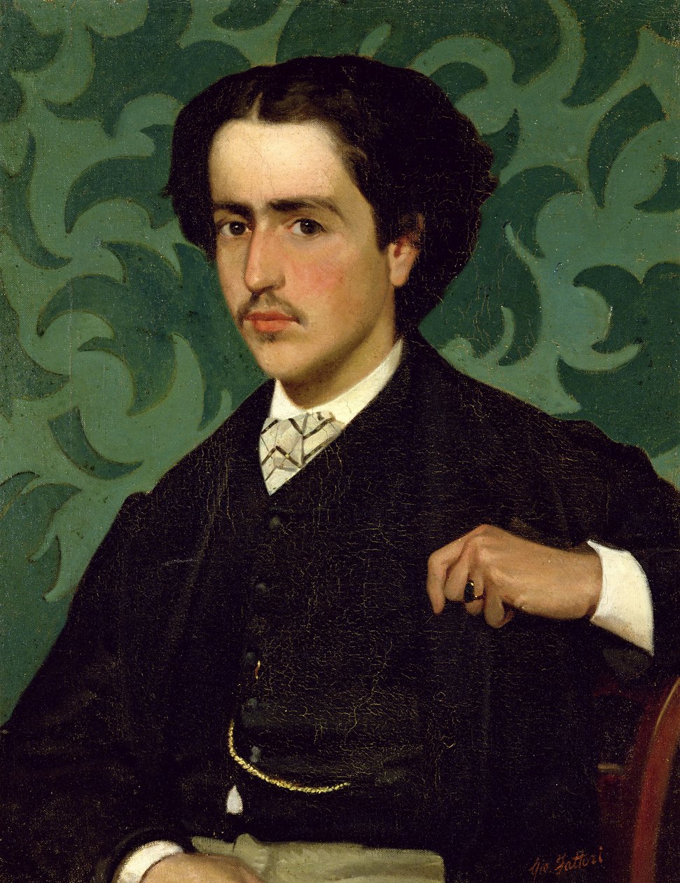 Portret van een jonge man door Giovanni Fattori