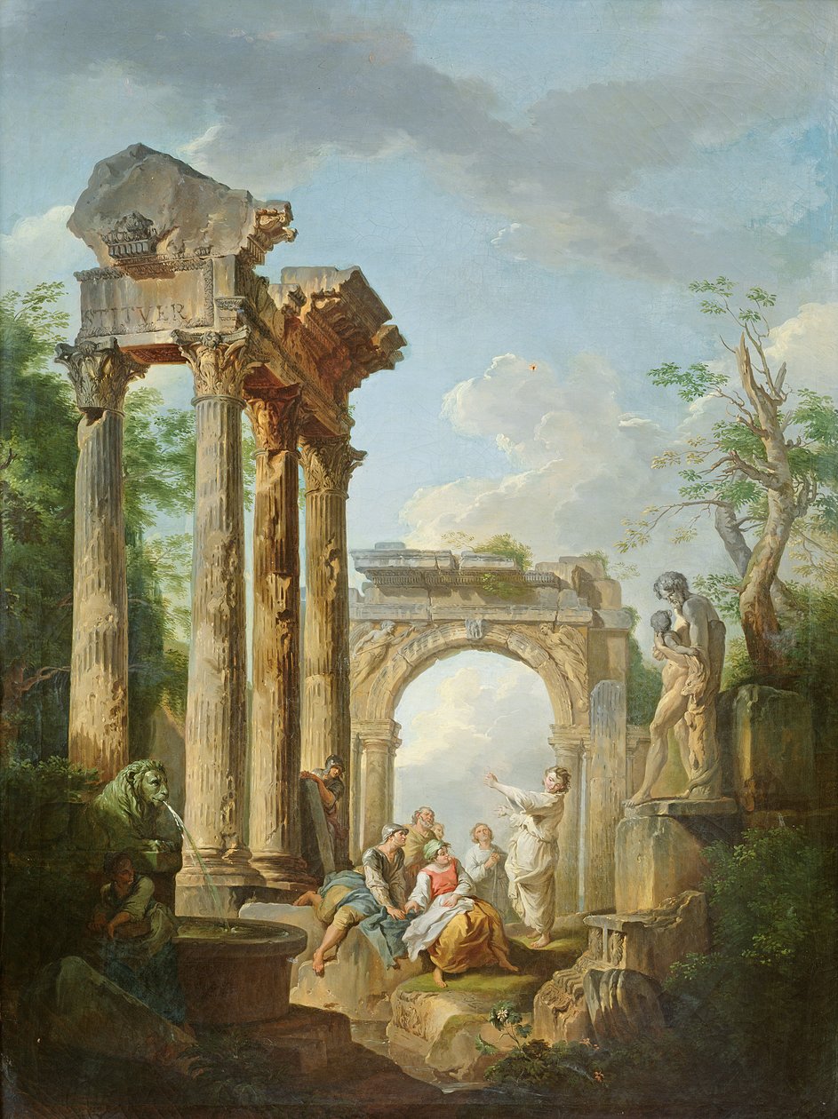 De ruïnes van de Tempel van Vespasianus door Giovanni Maria Griffoni