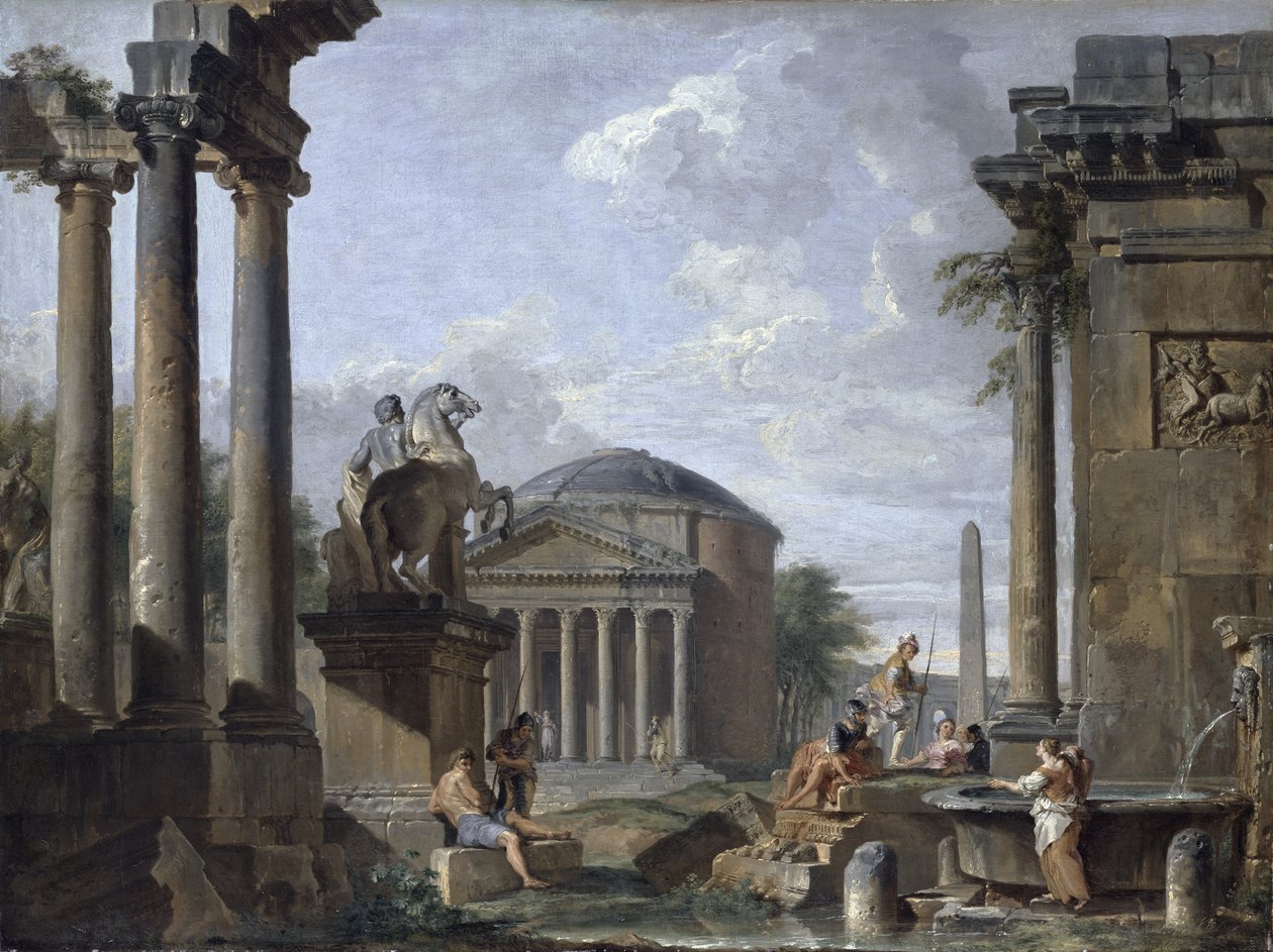 Landschap met Romeinse Ruïnes door Giovanni Paolo Pannini