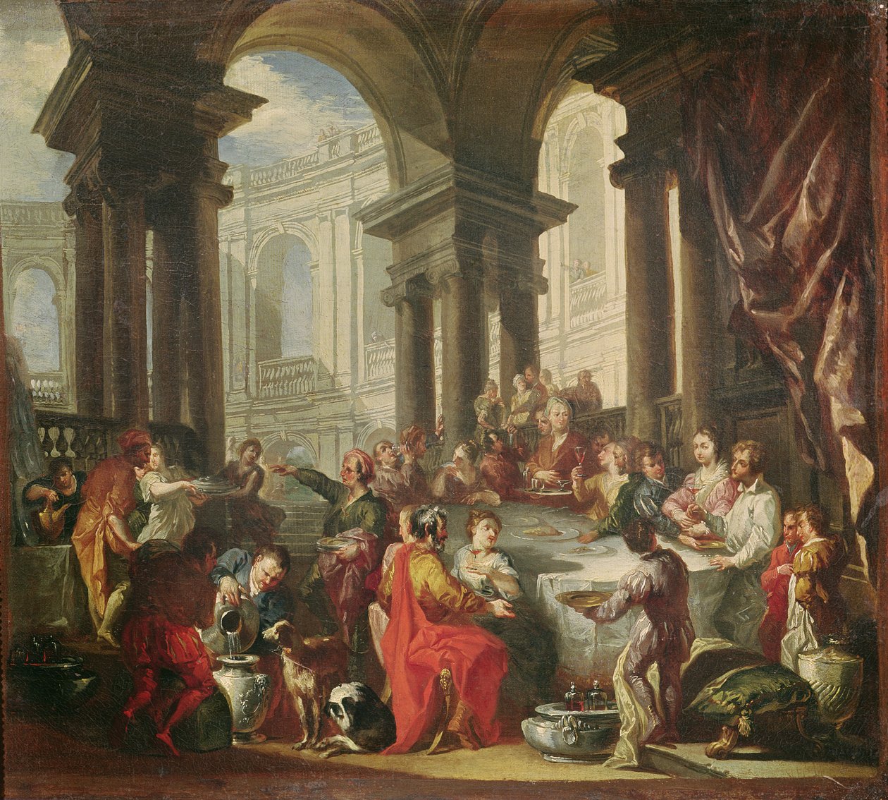 Een feest gehouden in een ronde portiek van de Ionische orde, c.1720-25 door Giovanni Paolo Pannini