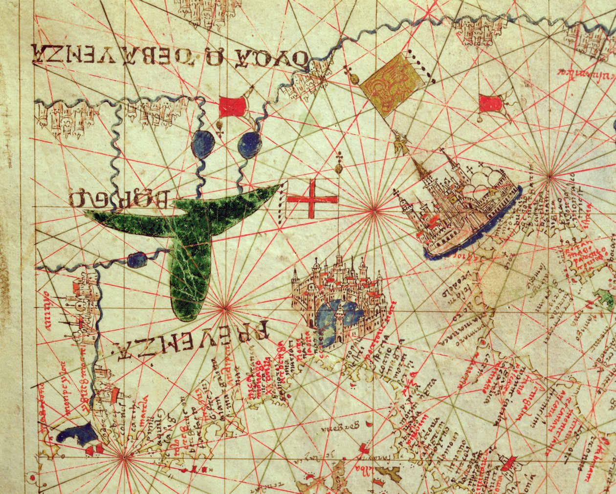 Provence en Noord-Italië, uit een nautische atlas door Giovanni Xenodocus da Corfu