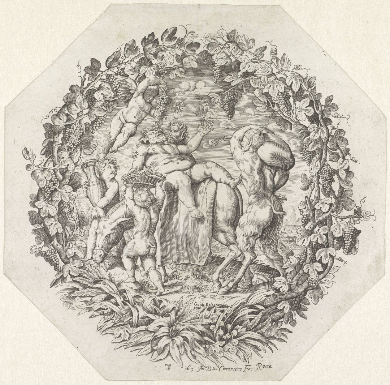 Bacchanaal met dronken Silenus door Giovanni Battista Costantini