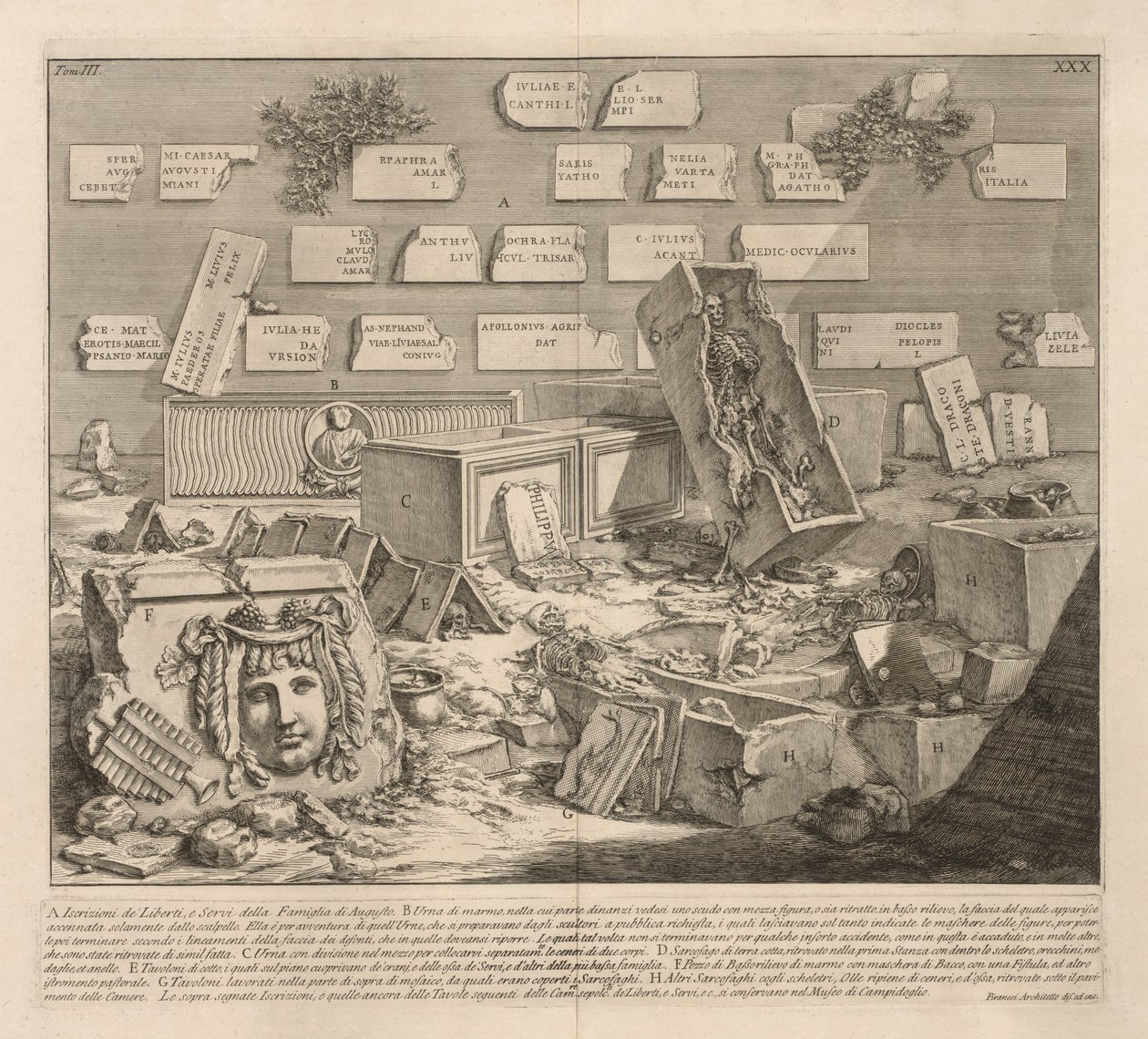 Inscripties van vrijgelatenen en slaven door Giovanni Battista Piranesi