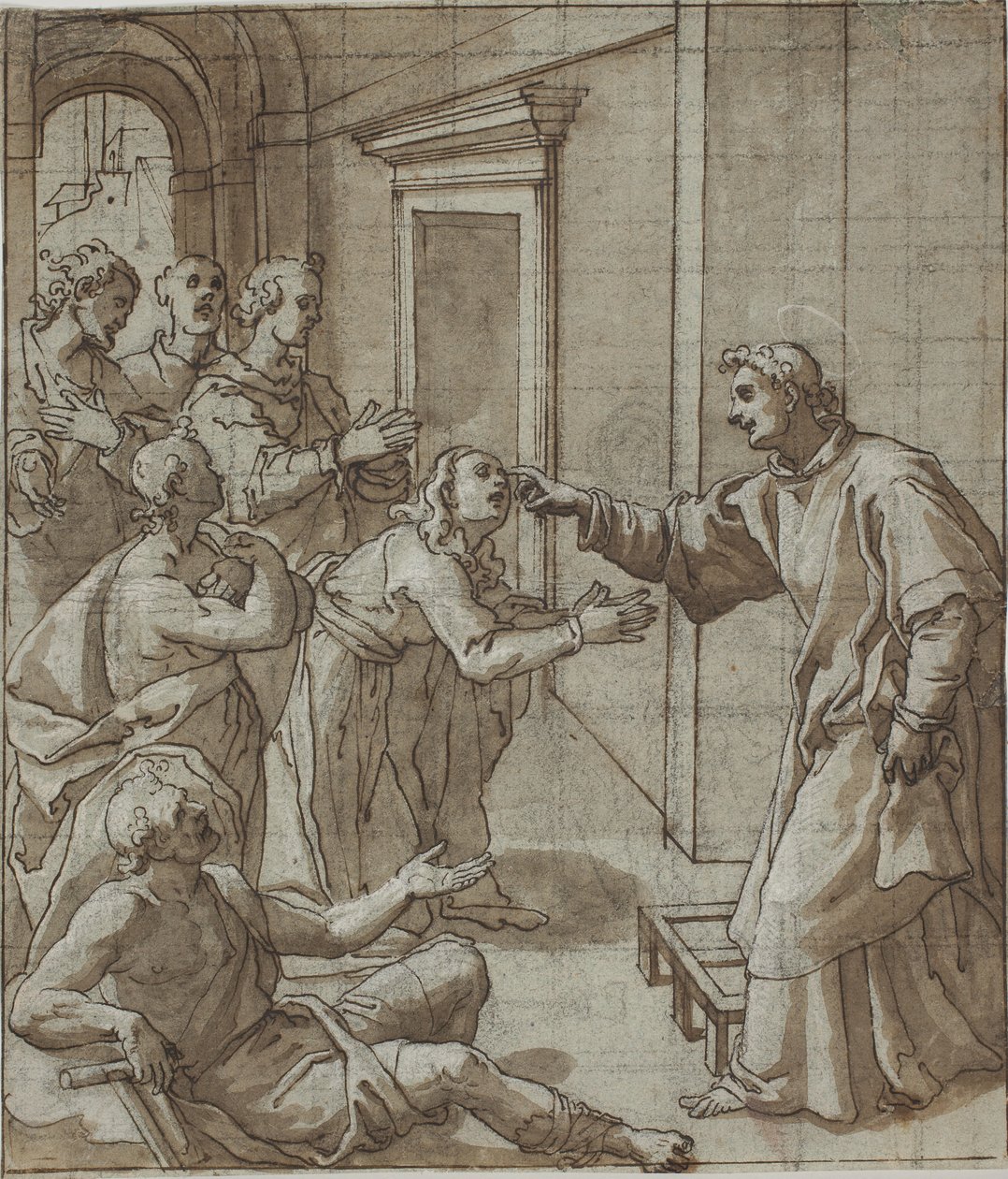 St. Laurentius geneest de blinden door Giovanni Battista Pozzi