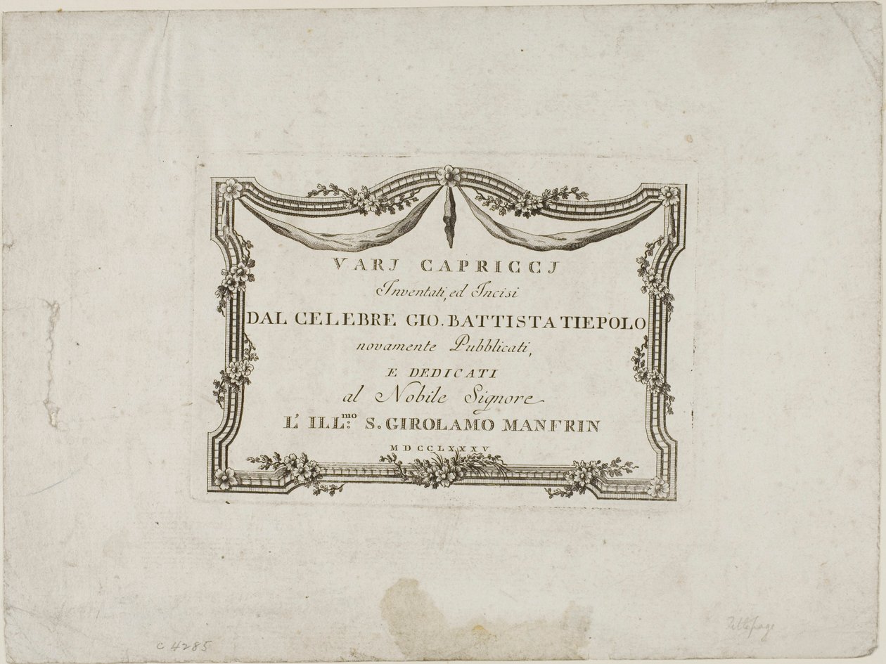 Frontispice uit Capricci door Giovanni Battista Tiepolo