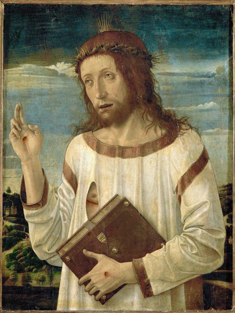 De zegen van Christus ... door Giovanni Bellini