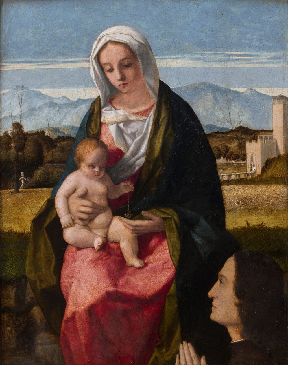 Madonna en kind met donor door Giovanni Bellini
