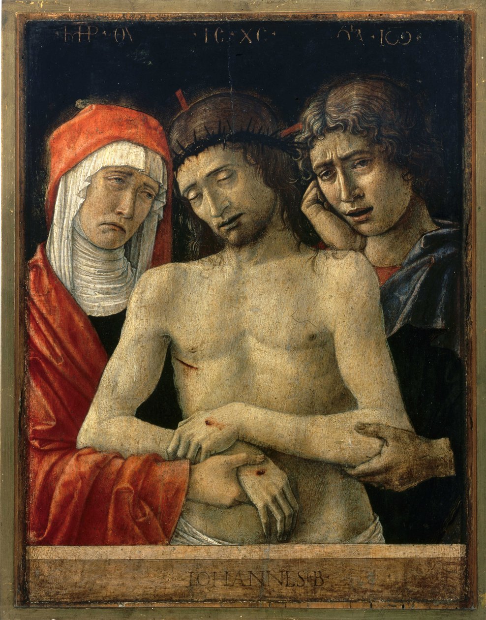 Pieta met de Maagd en St. Johannes door Giovanni Bellini