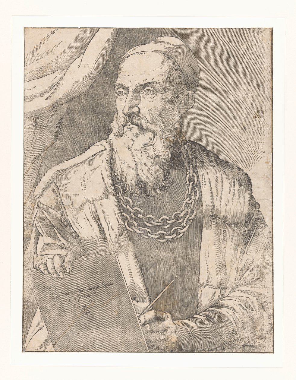 Portret van kunstenaar Titiaan door Giovanni Britto